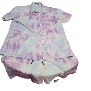 Two piece shorts and shirt romwe tiedye set